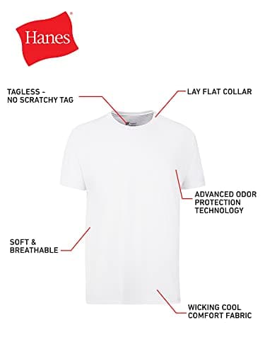Hanes Packs, Stay-Tucked Soft Cotton, Best Undershirts for Men, White/Black/Asstd Multipacks