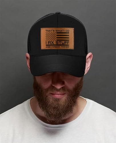 Gifts for Dad, Men,Him, Husband, Grandpa - Dad Gifts for Christmas Hat - Ideas Birthday 40th 50th 60th 70th 80th - I Fix Stuff Trucker Hat Black