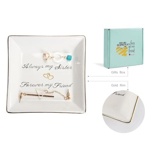 HOME SMILE Ceramic Ring Dish Jewelry Tray for Mom Sister Friends