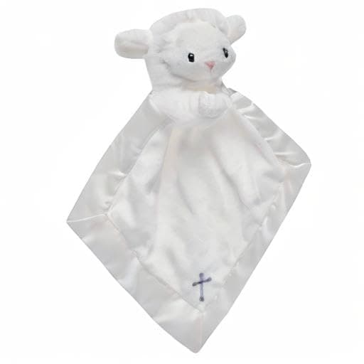 Baby Aspen Bedtime Blessings Lamb Lovie for Babies Security Blanket, Rattle, Newborn Baby Toy, White, 1 Count (Pack of 1)