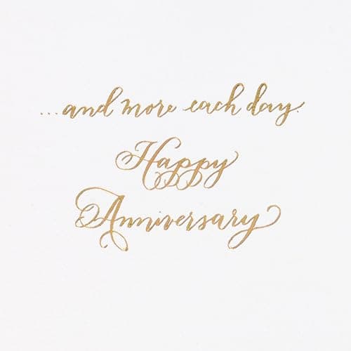 Hallmark Signature Anniversary Card (Gold and Woodgrain, Love You More) for Husband, Wife, Partner, Spouse