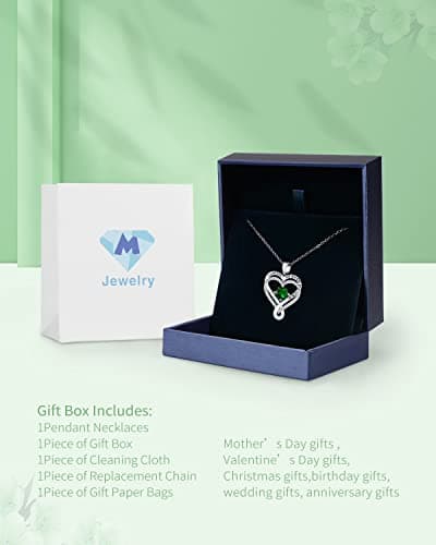 Jewelry for Women Wife Infinity Heart Birthstone I Love You Necklace S925 Anniversary Women Necklaces for Her Wife Birthday Gift Ideas, Birthday Present for Girlfriend Mom Daughter Sterling Silver