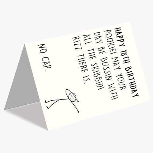 IDU 18th Birthday Card,Happy 18th Birthday Gifts & Decorations for Boys Girls,Funny 18 Year Old Birthday Gifts Cards for Son Daughter with Gen Z Slang Meme-Inspired Design