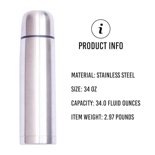 Best Stainless Steel Coffee Thermo, BPA Free, New Triple Wall Insulated, Hot & Cold for Hours. (34 OZ/1000ML)