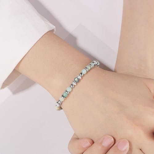 𝗚𝗶𝗳𝘁𝘀 𝗳𝗼𝗿 𝗪𝗼𝗺𝗲𝗻 𝗠𝗼𝗼𝗻𝘀𝘁𝗼𝗻𝗲 𝗕𝗿𝗮𝗰𝗲𝗹𝗲𝘁 Amazonite Colorful Imperial Jasper Stainless Steel Beads Bracelets, Graduation Mothers Day Christmas Birthday Gifts for Her Women