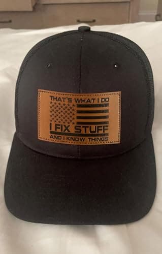 Gifts for Dad, Men,Him, Husband, Grandpa - Dad Gifts for Christmas Hat - Ideas Birthday 40th 50th 60th 70th 80th - I Fix Stuff Trucker Hat Black