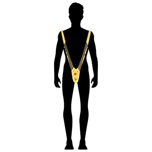 Rukisac Christmas Gag Gift Reindeer Underwear Mankini Men Thong Suits with Bells Pranks for White Elephant Exchange Gifts Valentines Day