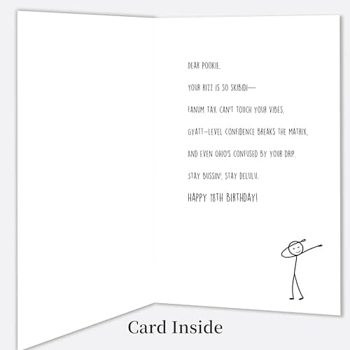IDU 18th Birthday Card,Happy 18th Birthday Gifts & Decorations for Boys Girls,Funny 18 Year Old Birthday Gifts Cards for Son Daughter with Gen Z Slang Meme-Inspired Design