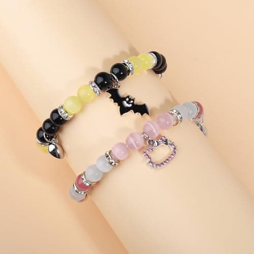 Korotho Matching Spider Bracelets for Couples Best Friend, Christmas Matching Heart Charm Bracelets Gifts for Couples Friends Spider Friendship Jewelry to Sister Bestie Long Distance Gift for Bf Gf