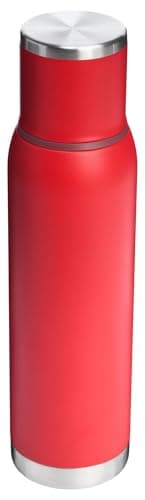 Stanley Adventure-To-Go Vacuum Bottle 1.4 qt | Wide Mouth with Leakproof Cup Lid | Keep Drinks Hot or Cold | Packable for Travel | Insulated Stainless Steel Thermal Bottle | BPA-Free | Chili Red
