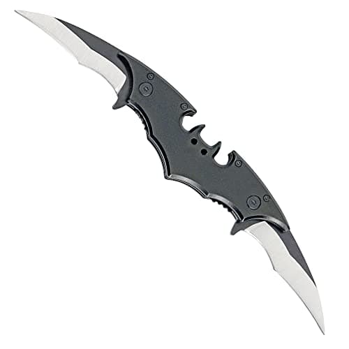 Kii Dark Twin Blade Knife - Double Edge Folding Pocket with clip, 11" Stainless Steel Two Sharp Cut (Black)