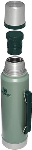 Stanley Classic Legendary Vacuum Bottle 1.1 qt Wide Mouth with Leakproof Cup Lid Keep Drinks Hot or Cold Packable for Travel Insulated Stainless Steel Thermal Bottle BPA-Free Hammertone Green
