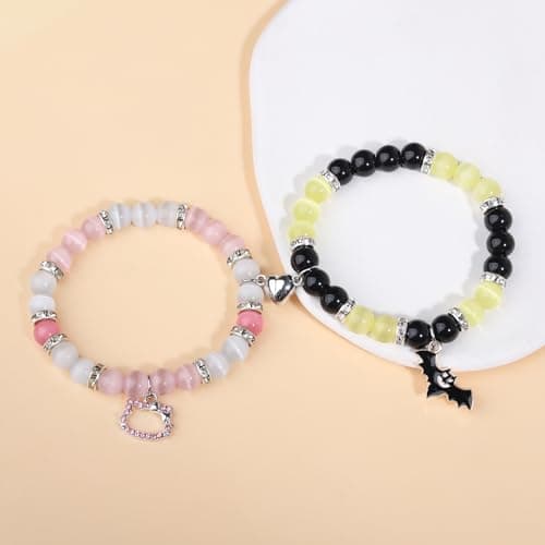 Korotho Matching Spider Bracelets for Couples Best Friend, Christmas Matching Heart Charm Bracelets Gifts for Couples Friends Spider Friendship Jewelry to Sister Bestie Long Distance Gift for Bf Gf