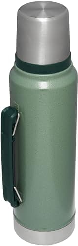 Stanley Classic Legendary Vacuum Bottle 1.1 qt Wide Mouth with Leakproof Cup Lid Keep Drinks Hot or Cold Packable for Travel Insulated Stainless Steel Thermal Bottle BPA-Free Hammertone Green