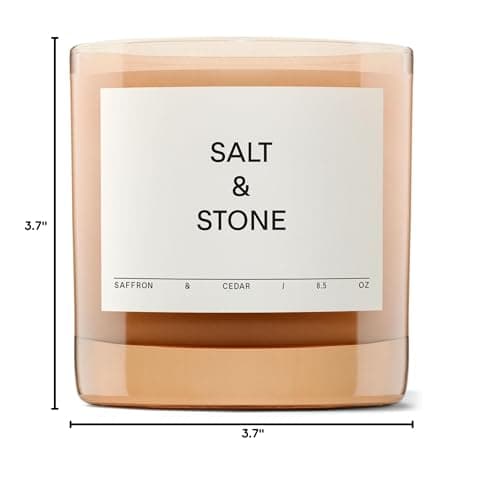 SALT & STONE Scented Candle for Women & Men | Hand-Poured, Aromatic & Fragrant | Coconut & Soy Blend Wax | 100% Cotton Wick | Long-Lasting 50 Hour Burn Time (8.5 oz) (Saffron & Cedar)