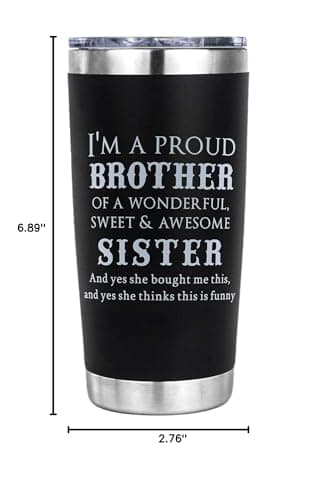 OHSunFLower2 Brother Gifts from Brothers, Sister- Birthday Gifts for Brothers Christmas Valentines Day - I'm A Proud Brother 20 Oz Tumbler Presents for Bro