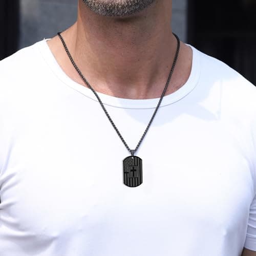 Zocomi To My Son Dad Brother Husband Grandson Grandpa Boyfriend Man Dog Tag Cross Necklace Christian American Flag Birthday Graduation Gifts Jewelry for Men Boys