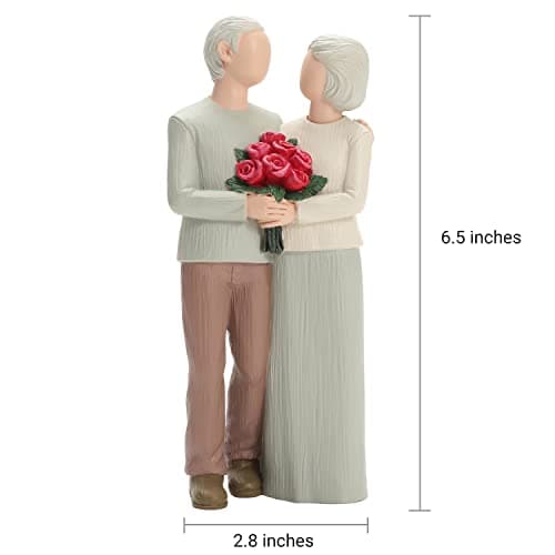 Loving Elderly Couple Figurines, Wedding Anniversary Statues for Home Decoration, Sculpted Hand-Painted Figures Gifts to Parents Grandparents