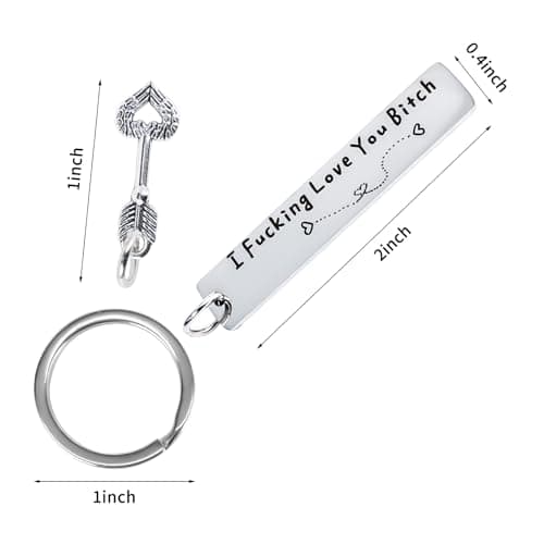 Best Friend Keychain for Women, Stainless Steel Key Chain Engrave I Fking Love You Bith Birthday Christmas Friendship Gift for Bestie Best Friends Female Bff