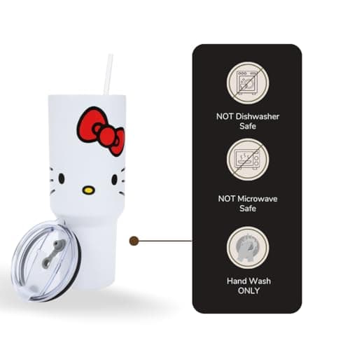 Bioworld Hello Kitty 40 Oz. Stainless Steel Tumbler With Leak-Proof Lid
