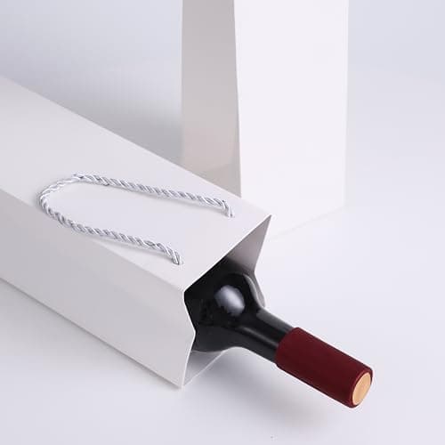 Tlenpo 20 Pack White Wine Gift Bag Set with Handles, 13.7x3.8x3.8 Inch, Kraft Whiskey Wine Bag for Valentines, Wedding, Easter, Christmas, Baby Shower, Birthday Party