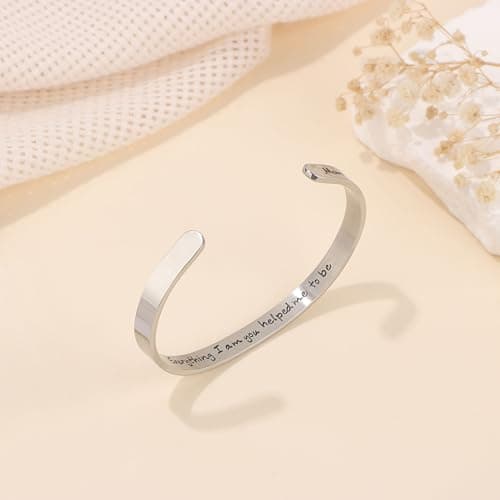 JoycuFF Bracelets for Women Personalized Inspirational Jewelry Mantra Cuff Bangle Friend Encouragement Gift for Her