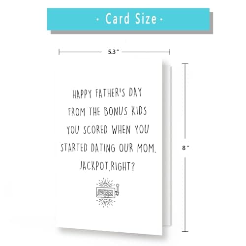 Asmallgf Funny Fathers Day Card for Step Dad, Bonus Dad Fathers Day Gift, Father's Day from Step Daughter Son