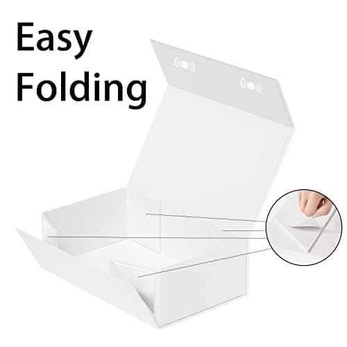 White Gift Box, 9.5x6x3'' Gift boxes for Presents with Lids Magnetic Closure Rectangle Collapsible for Bridesmaid Proposal Box, Wedding, Christmas, Halloween, Birthday Gift Packging
