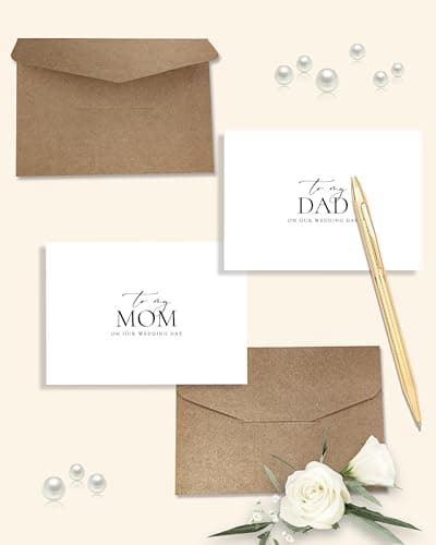 Set of 2 Wedding Day Card for Parents, To My Dad and Mom On Our Wedding Day, Parents Of The Bride/Groom Gifts. (Dad/Mom A)