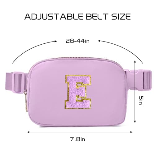 Gitus Gifts for 8 9 10 11 12 Year Old Girls Belt Bag Fanny Pack Crossbody Bags with Initial Letter Patch Cute Stuff Birthday Gifts for Teen Girls Women Personalized Trend Stuff (Lavender-E)