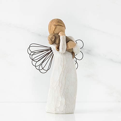 Willow Tree Angel of Friendship, for Those who Share The Spirit of Friendship, Angel Carrying Dog as Reminder of Loyal Pets and Friends, Present and Past, Sculpted Hand-Painted Figure