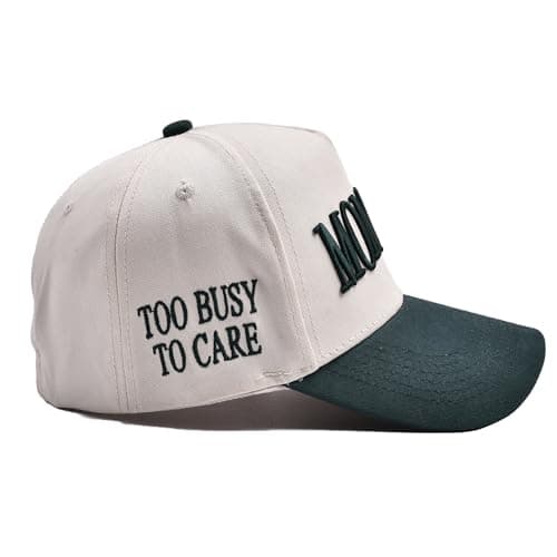 Funny Mommin Hat for Women, Mama Too Busy to Care Truck Hat Gifts Adjustable Washed Cotton Embroidered Mom Baseball Cap