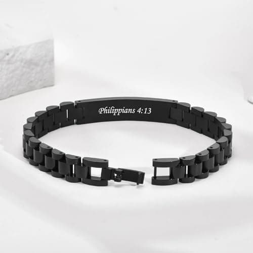VNOX Personalized Religious Jewelry-Engraved Inspirational Christian Faith Bible Verse Quote Wristbands Elegant Link Bracelet Encouragement Gift,Cassic Watch Band Strap Design
