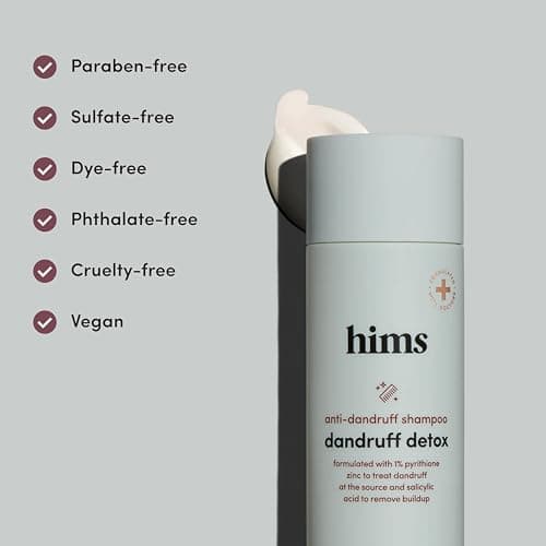 hims Dandruff Detox Anti Dandruff Shampoo, 2 Pack - Anti Dandruff Shampoo for Dry, Itchy Scalp with Pyrithione Zinc 1% and Argan Oil - Paraben Free, Sulfate Free - Evergreen Mint - 2 x 6.4 fl oz
