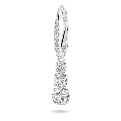 Swarovski Stilla Attract Trilogy Drop Pierced Earrings with White Crystals on a Rhodium Plated Setting with Hinged Closure
