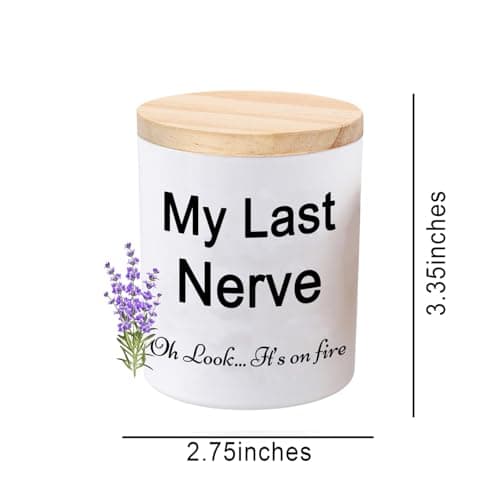BFJLIFE Candles Gifts for Women Funny Unique Novelty My Last Nerve Candle Christmas Birthday Gift for Sister Best Friend Stocking Stuffers for Women Lavender Scented Soy Candle