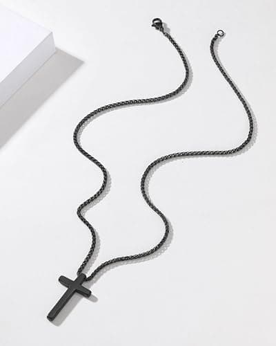 Happy Birthday Gifts for Boys 8-18 Years Old, Black Cross Necklace with Bible Verse Joshua 1:9 for Son, Grandson, Nephew, Friend