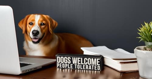 Primitives by Kathy Rustic Wooden Decor Sign - 'Dogs Welcome, People Tolerated' - Office/Farmhouse Decor, Dog Lovers Gift, 5"