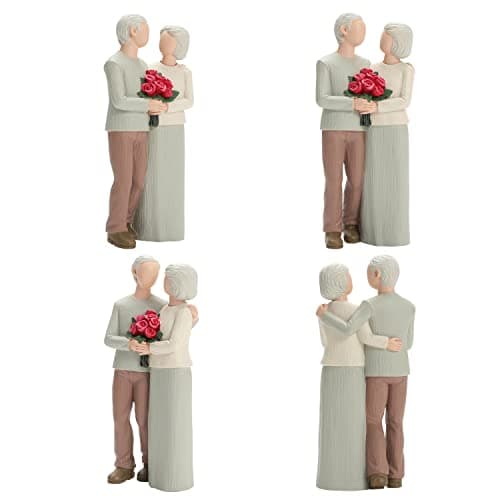 Loving Elderly Couple Figurines, Wedding Anniversary Statues for Home Decoration, Sculpted Hand-Painted Figures Gifts to Parents Grandparents