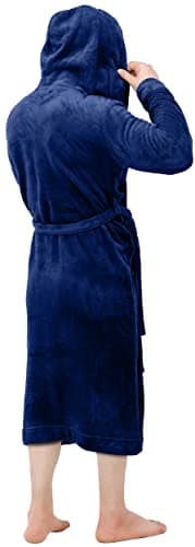 NY Threads Men's Hooded Fleece Bathrobe Plush Long Spa Robe