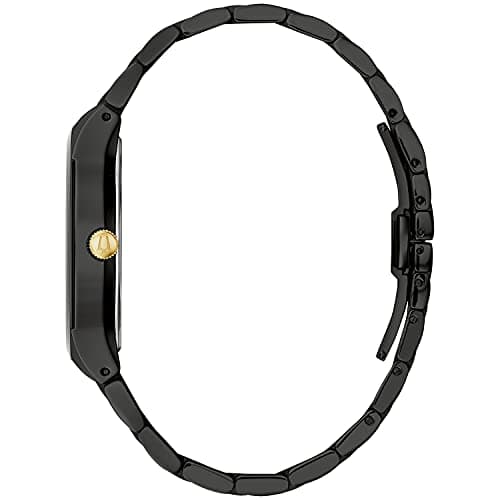 Bulova Men's Modern Gold Tone Stainless Steel 3-Hand Calendar Date Quartz Watch, Diamond Dial