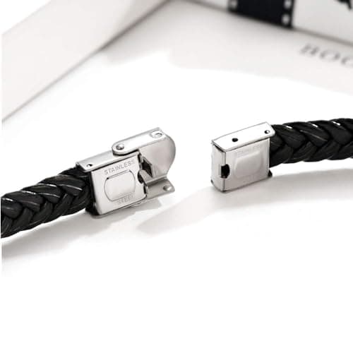 EDSG Mens Bracelet Personalized Custom Bracelets for Men Leather Engraved Bracelet Gift for Boyfriend Husband Dad Bestman Gift for Valentines Day Christmas, Birthday, Wedding, Anniversary, Father's Day