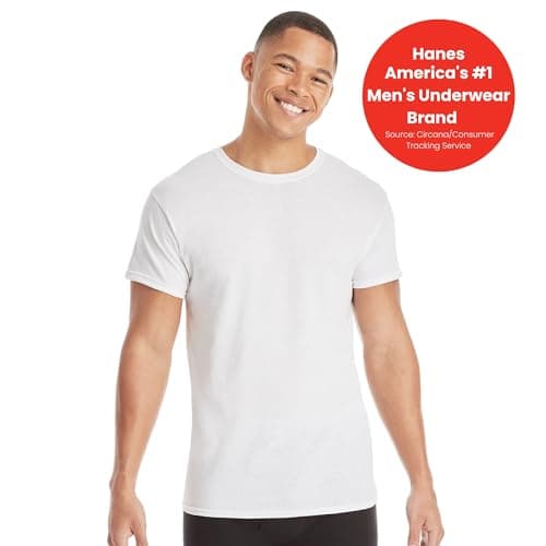 Hanes Packs, Stay-Tucked Soft Cotton, Best Undershirts for Men, White/Black/Asstd Multipacks