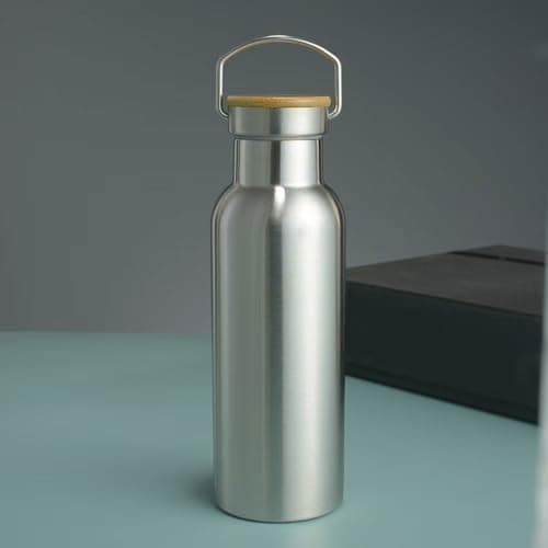 Thermo flask Stainless steel water bottles Vacuum Insulated Travel Tumbler Sport Water Bottle Metal for Hot and Cold Drinks Tea Flask Coffee Mug with Lid and Handle17 oz（Silver)