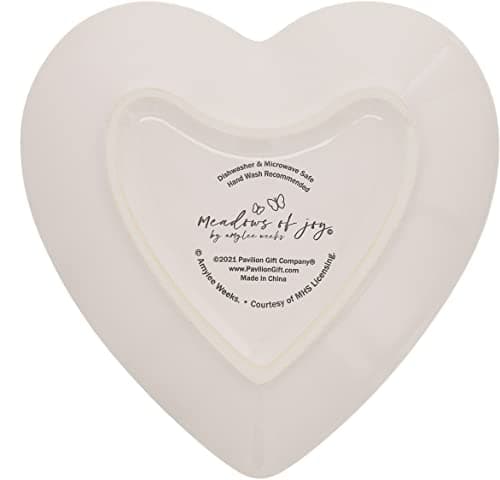 Pavilion Gift Company - Friend - Ceramic Heart-Shaped Keepsake Dish, Watercolor Floral Design, Valentines Day Gift For Girlfriend, Unique Gifts for Friend, Trinket Dish, Ring Holder, Jewelry Dish