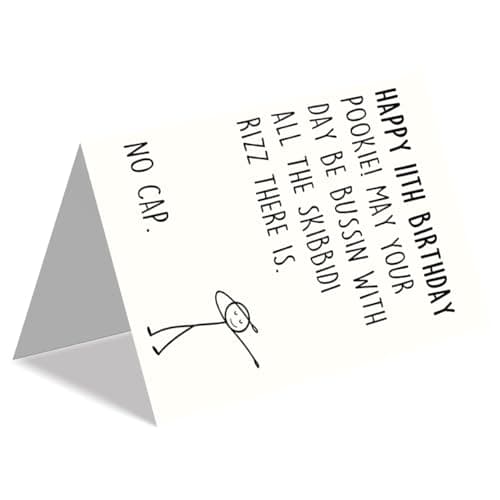 11th Birthday Card,11 Year Old Birthday Gifts & Decorations for Boys Girls Son Daughter Nephew Niece,Funny 11th Birthday Card for Him Her with Gen Z Teenagers Slang Meme-Inspired Design