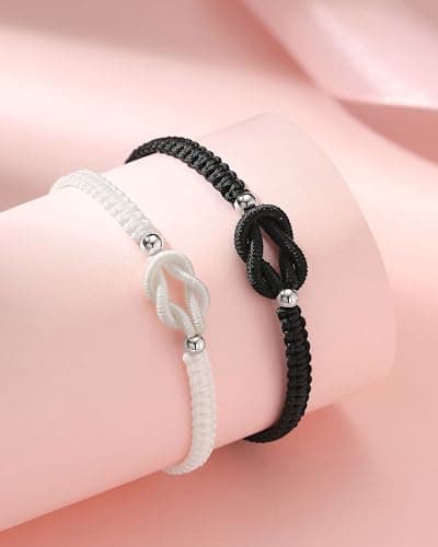 UNGENT THEM Pinky Promise Knot Couples Bracelets Anniversary Christmas Valentines I Love You Gifts for Boyfriend Girlfriend Women Men