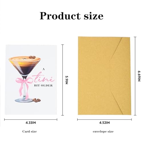 Espresso Martini Birthday Card-Funny Coffee & Cocktail Greeting Card for Women Best Friend Sister Daughter Wife-A Tini Bit Older Birthday Gift 21st 25th 30th (White-Tini)
