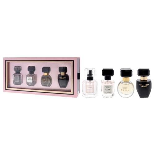 Victoria's Secret Fragrance Discovery Set for Women - 4 Pc Mini Gift Set with Bombshell, Tease, Bare, and Very Sexy Night EDP Sprays (0.25oz Each)