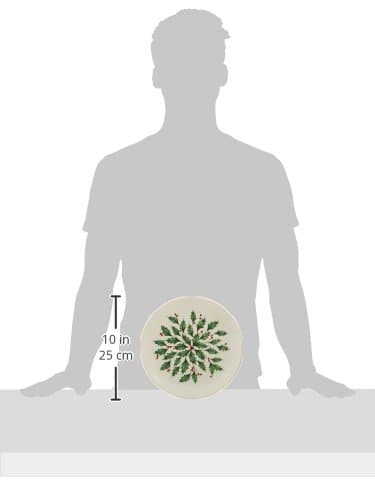 Lenox Serveware, Hosting The Holidays Cheese Plate & Knife Set, Service for 1, Ivory Porcelain, Dishwasher Safe, 6.75 Inch Diameter, Christmas Decorations, Christmas Decor (White/Green/Red, 2 Pieces)